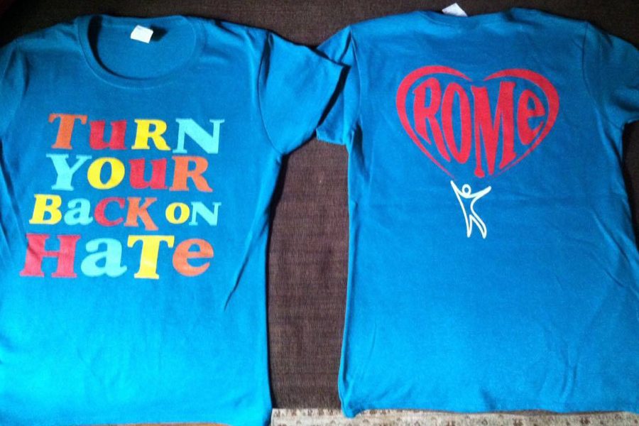 Front and back designs of the Turn Your Back on Hate T-shirts