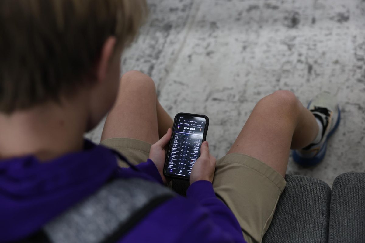 Sophomore Will Bowerman looks at his fantasy football team in the student center on Nov. 15.