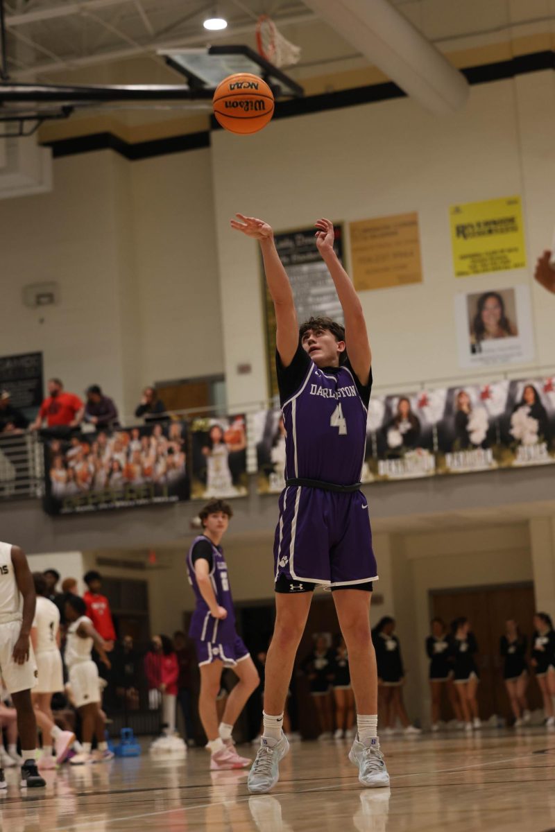 Nate Pitts shooting a free-throw against Pepperell.