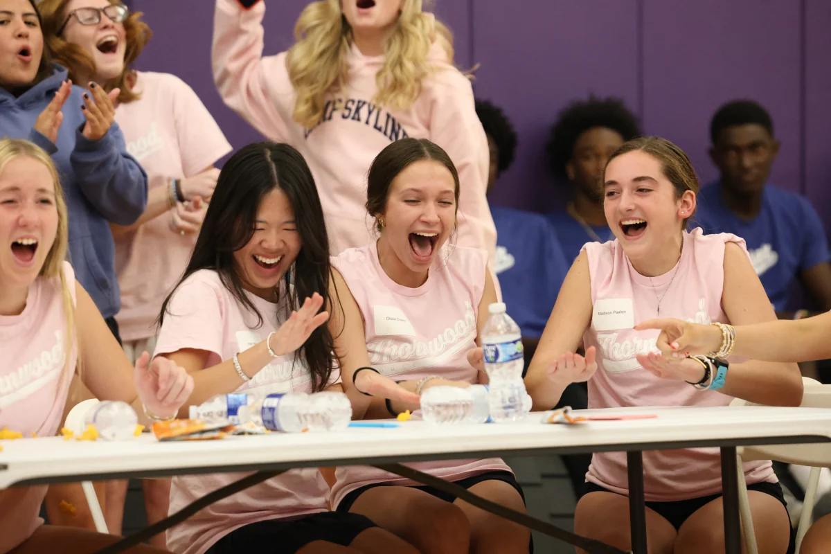 Freshman Thornwood girls competing in trivia at Fresh Fest.
