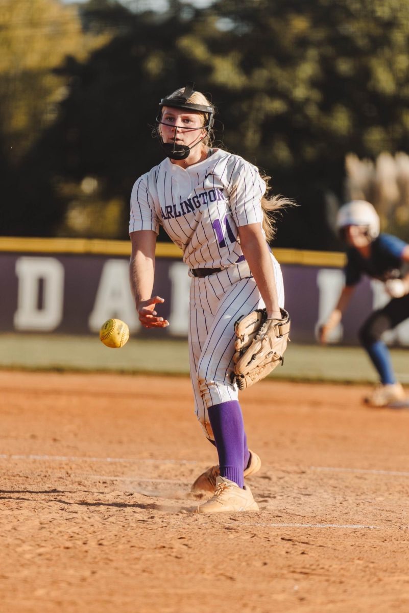 Senior Finley Pilgrim pitching the ball during the game against Armurchee.