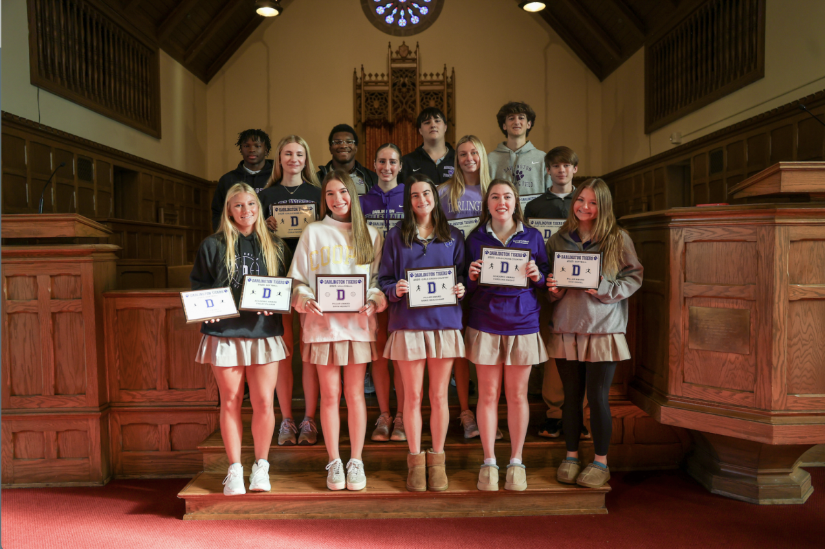 Fall sport award recipients are recognized at assembly.