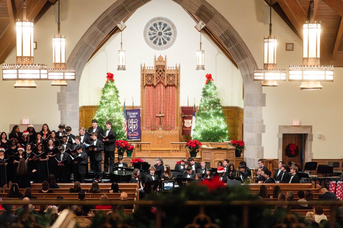 Picture inside the Morris Chapel decorated for Christmas.